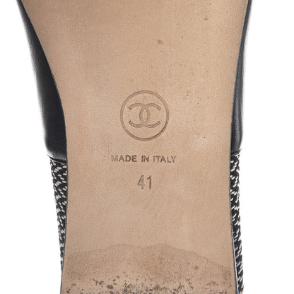 Chanel Lambskin Fabric Camellia Moccasin Flats 41 Black White 8 of 10