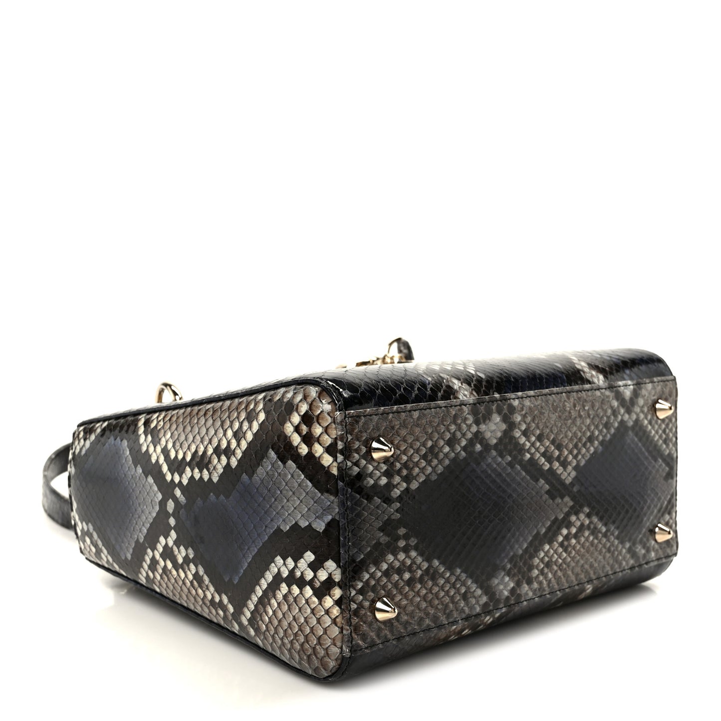 Snakeskin Small Lady Dior Bleu Multicolor