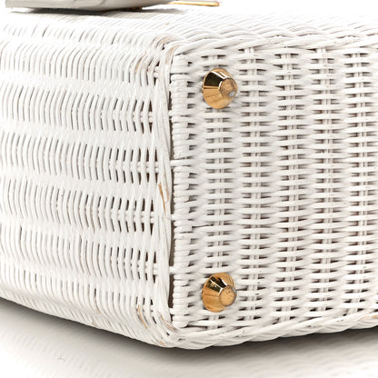 Prada Canvas Wicker Tote White 8 of 23