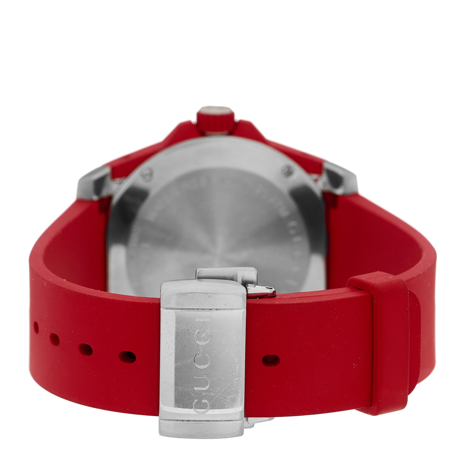 Gucci Stainless Steel Rubber 45mm Dive GMT Quartz Watch Red 3 of 4