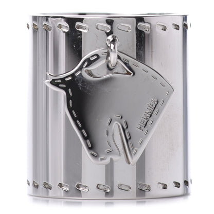 Hermes Palladium Tete de Cheval Horse Charm Scarf Ring 1 of 7