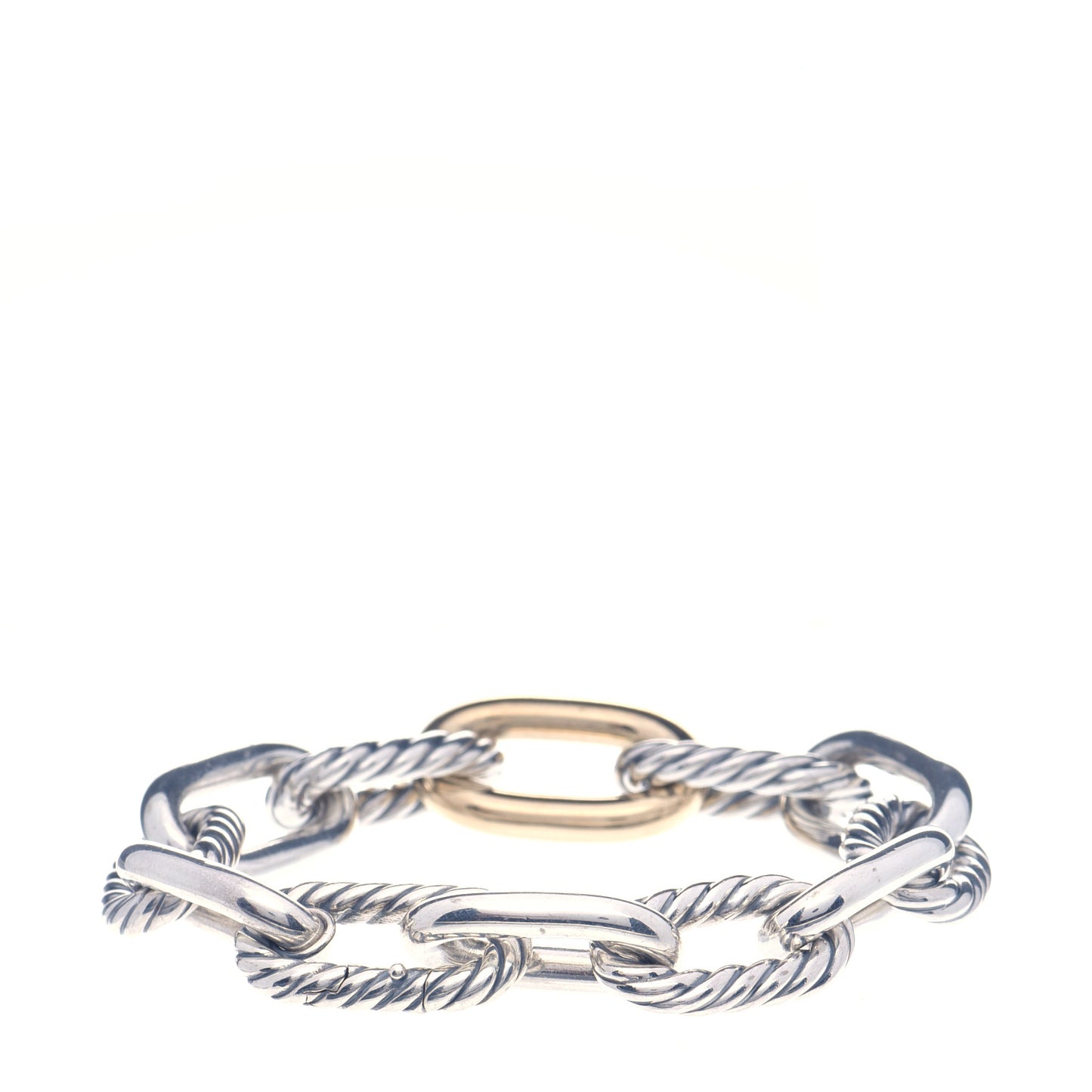 Sterling Silver 18K Yellow Gold 13.5mm Large Madison Cable Link Bracelet