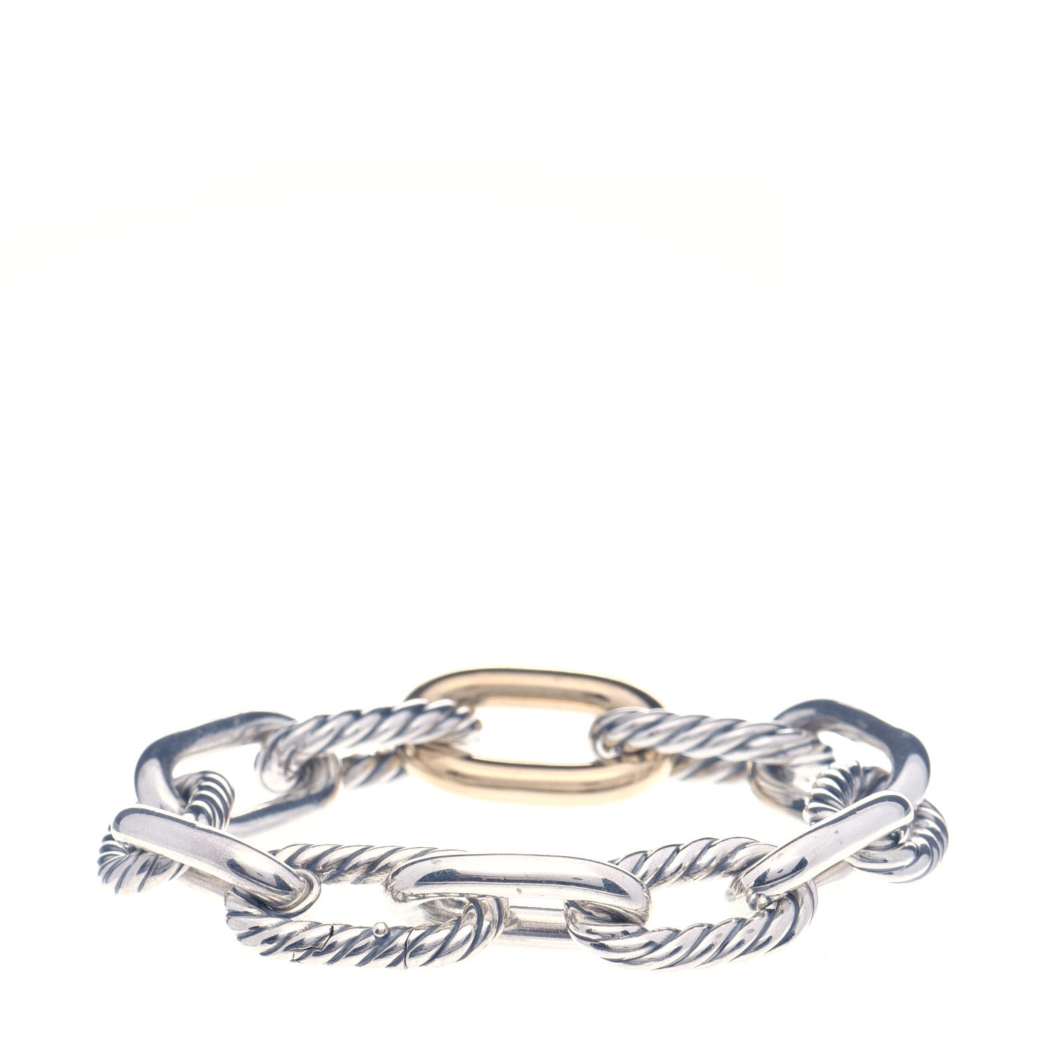 David Yurman Sterling Silver 18K Yellow Gold 13.5mm Large Madison Cable Link Bracelet 3 of 5