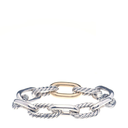 David Yurman Sterling Silver 18K Yellow Gold 13.5mm Large Madison Cable Link Bracelet 3 of 5