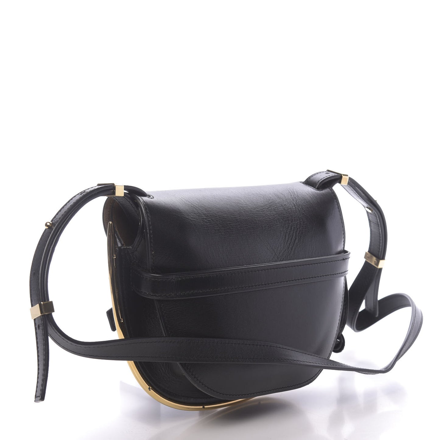 Calfskin Small Metal Gate Crossbody Bag Black