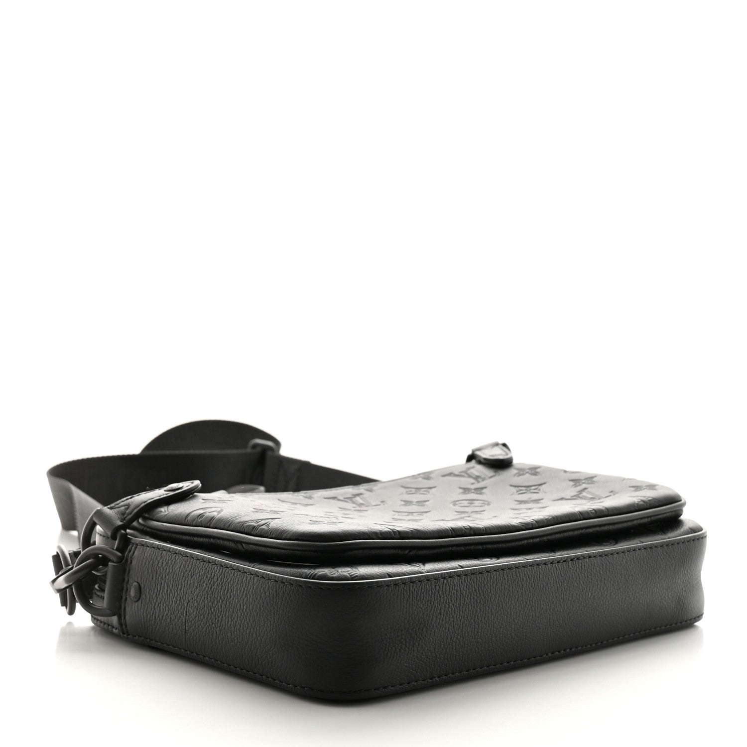Louis Vuitton Calfskin Monogram Shadow Trio Messenger Black 4 of 10