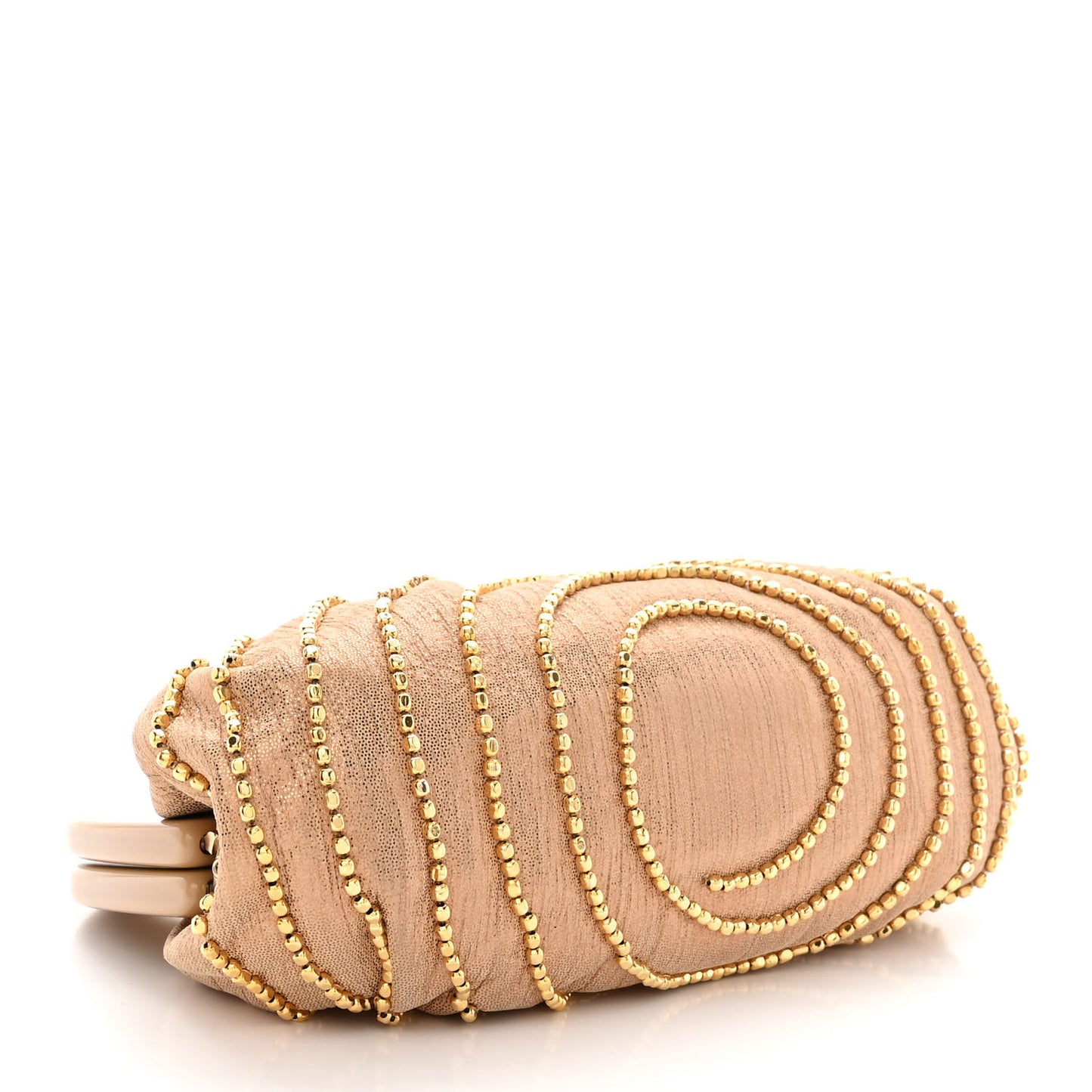 Metallic Fabric Beaded Clutch Gold