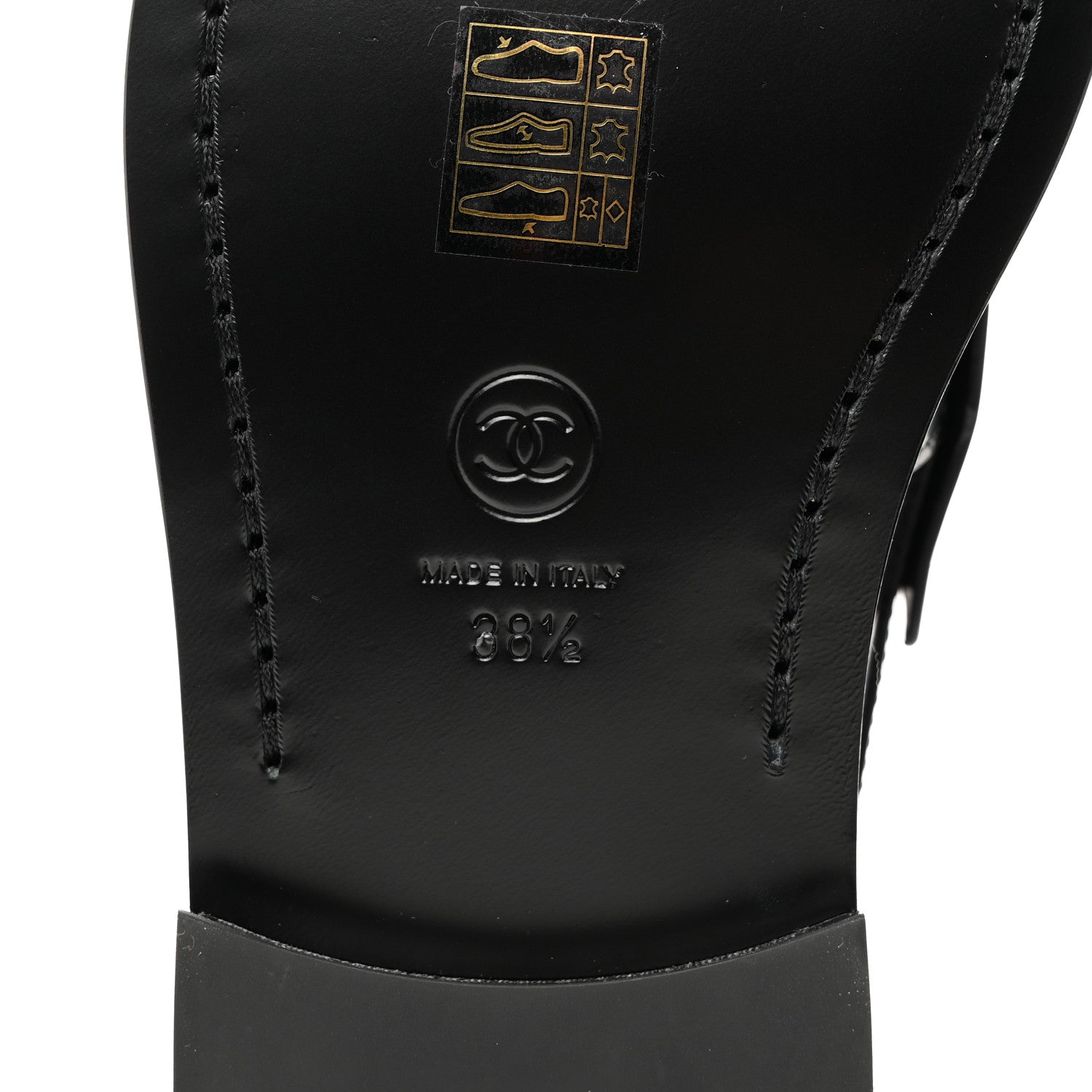 Chanel Shiny Calfskin Logo Loafers 38.5 Black 8 of 9