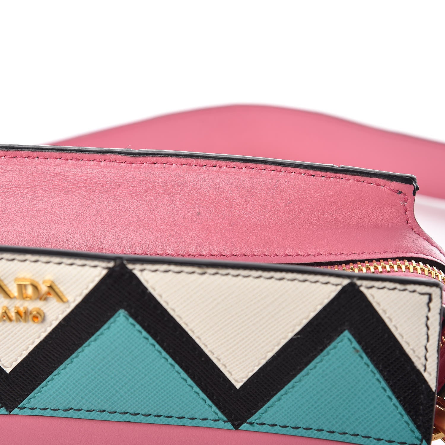 Prada City Calf Saffiano Esplanade Crossbody Bag Begonia Giada 7 of 13