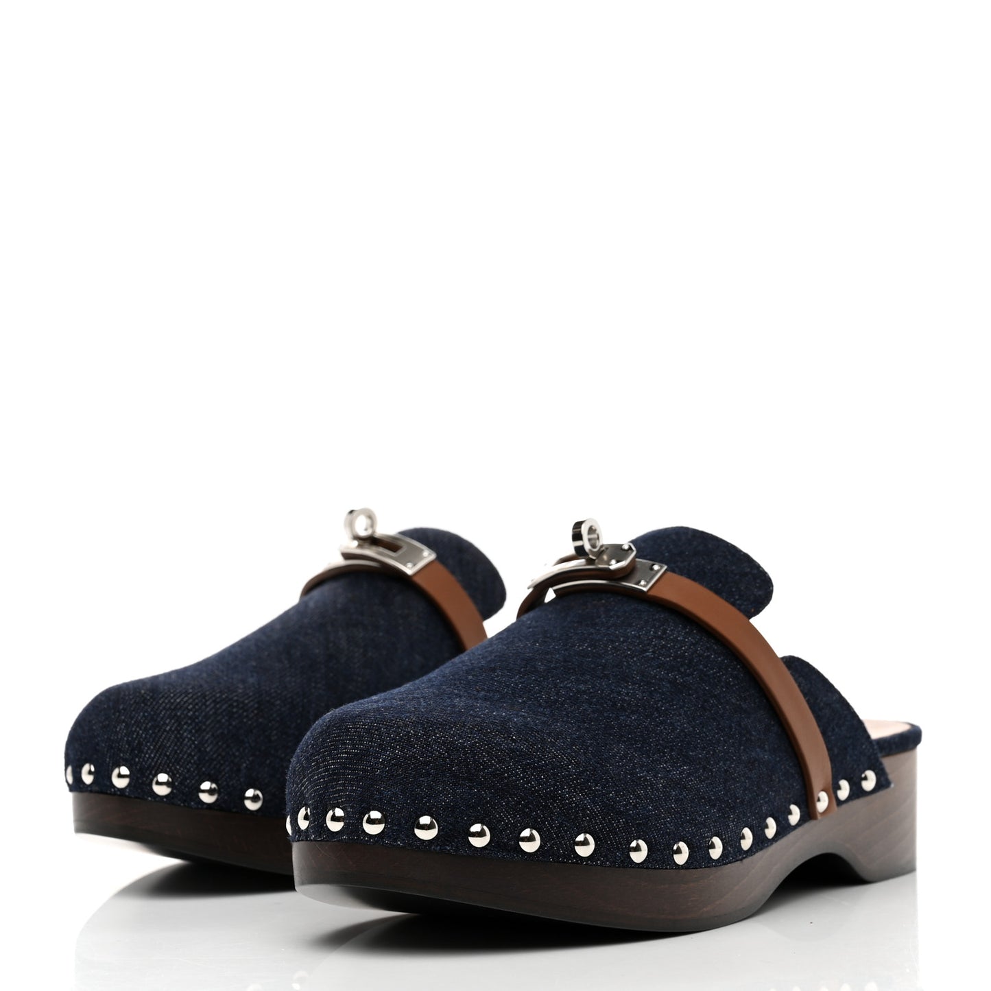 Denim Carlotta Mules 38 Bleu Brut Gold