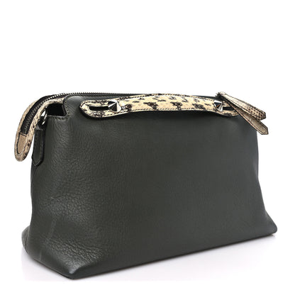 Fendi Vitello Snakeskin Medium By The Way Boston Bag Dark Green Roccia 3 of 11