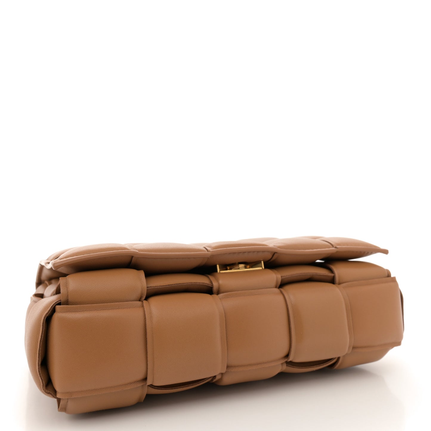 Nappa Maxi Intreccio Padded Cassette Crossbody Bag Caramel