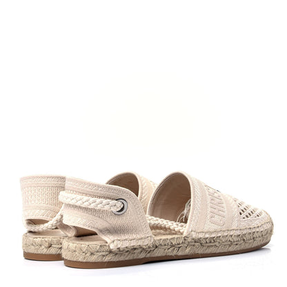 Christian Dior Canvas Embroidered Granville Ankle Tie Espadrilles Flats 35 Cream 3 of 10