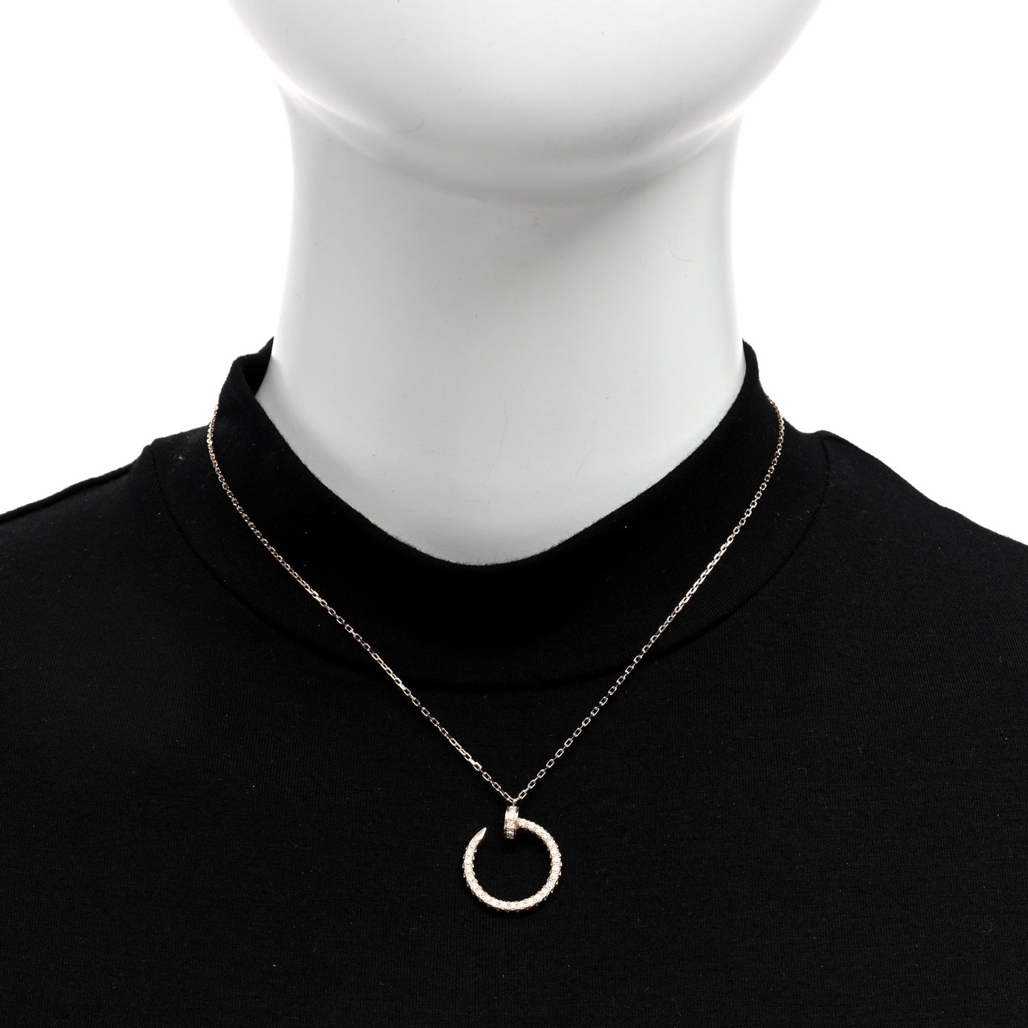 18K Pink Gold Diamond Juste Un Clou Paved Pendant Necklace