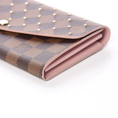 Louis Vuitton Damier Ebene Studded Sarah Wallet NM Rose Ballerine 9 of 10