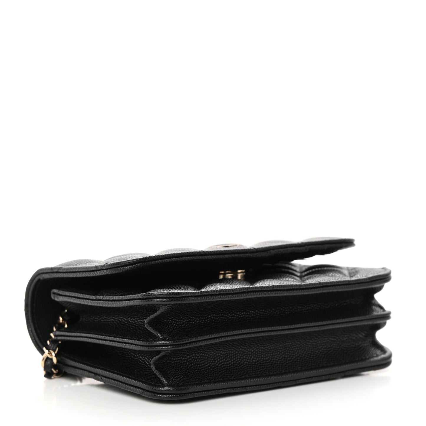 Caviar Quilted Mini Wallet On Chain WOC Black