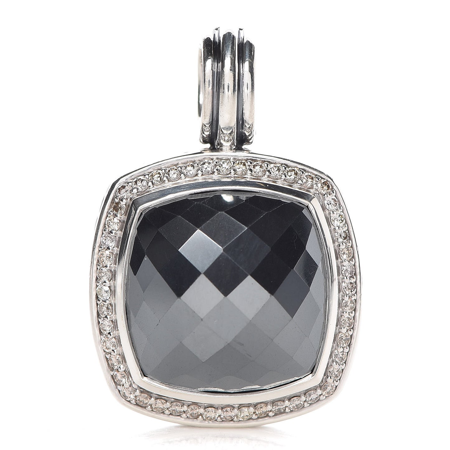 Sterling Silver Diamond Hematite 17mm Albion Enhancer Pendant