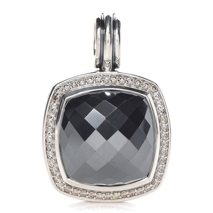 David Yurman Sterling Silver Diamond Hematite 17mm Albion Enhancer Pendant 1 of 4