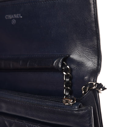 Chanel Lambskin Quilted Boy Wallet On Chain WOC Navy Blue 14 of 16