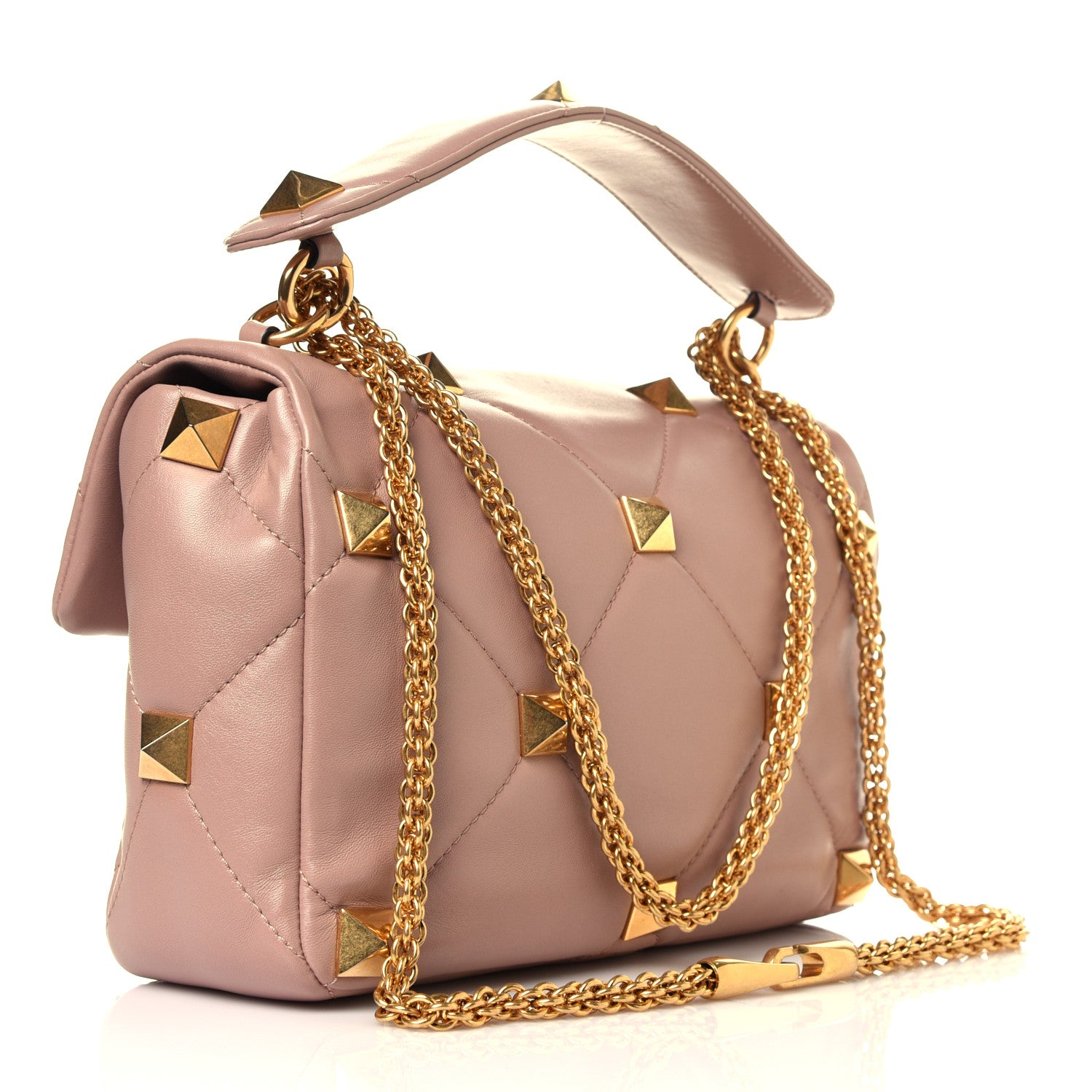 Valentino Garavani Nappa Large Roman Stud Shoulder Bag Rose Cannelle 4 of 14