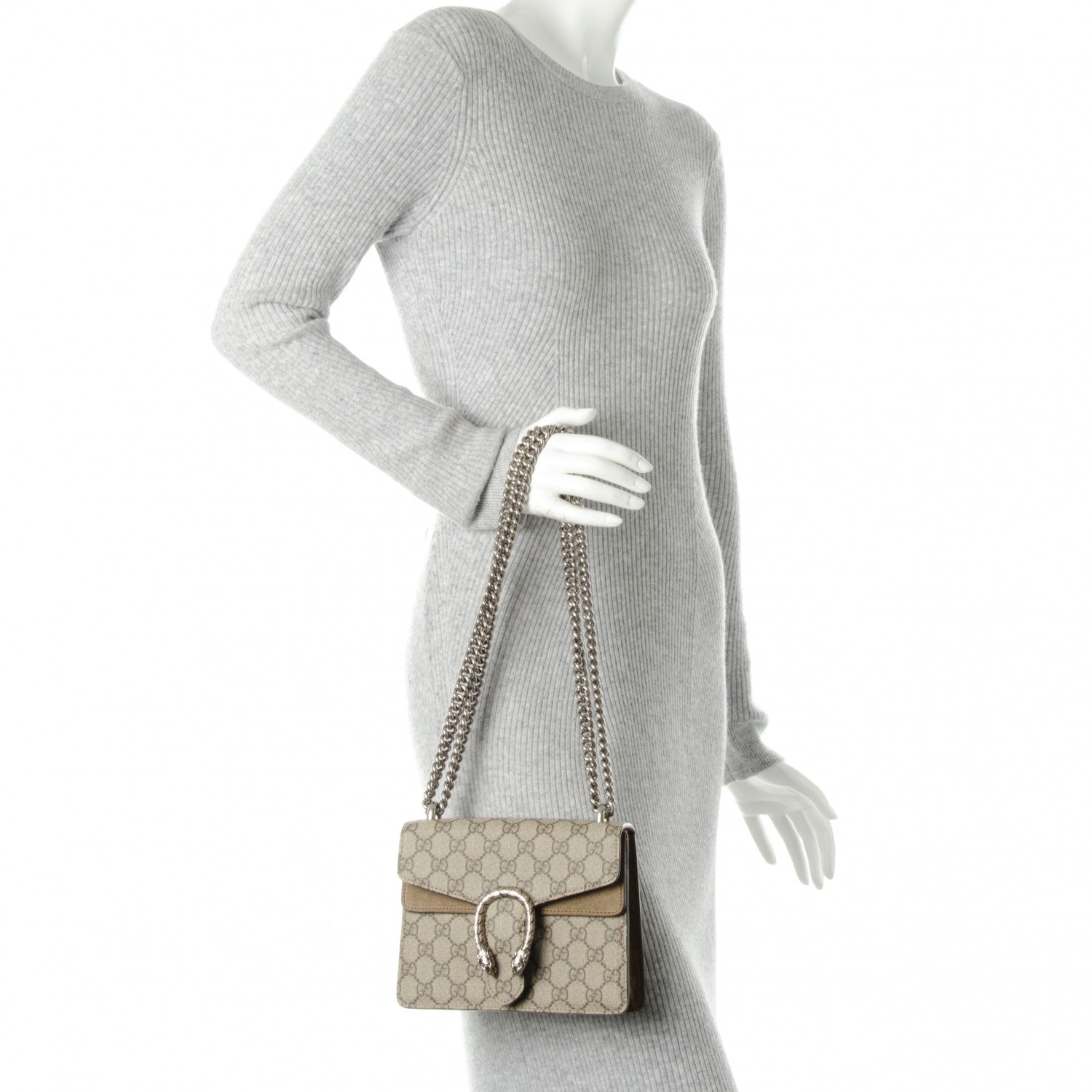 Gucci GG Supreme Monogram Mini Dionysus Shoulder Bag Taupe 2 of 7
