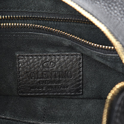 Valentino Garavani Grained Calfskin C-Rockee Fringe Hobo Black 5 of 10