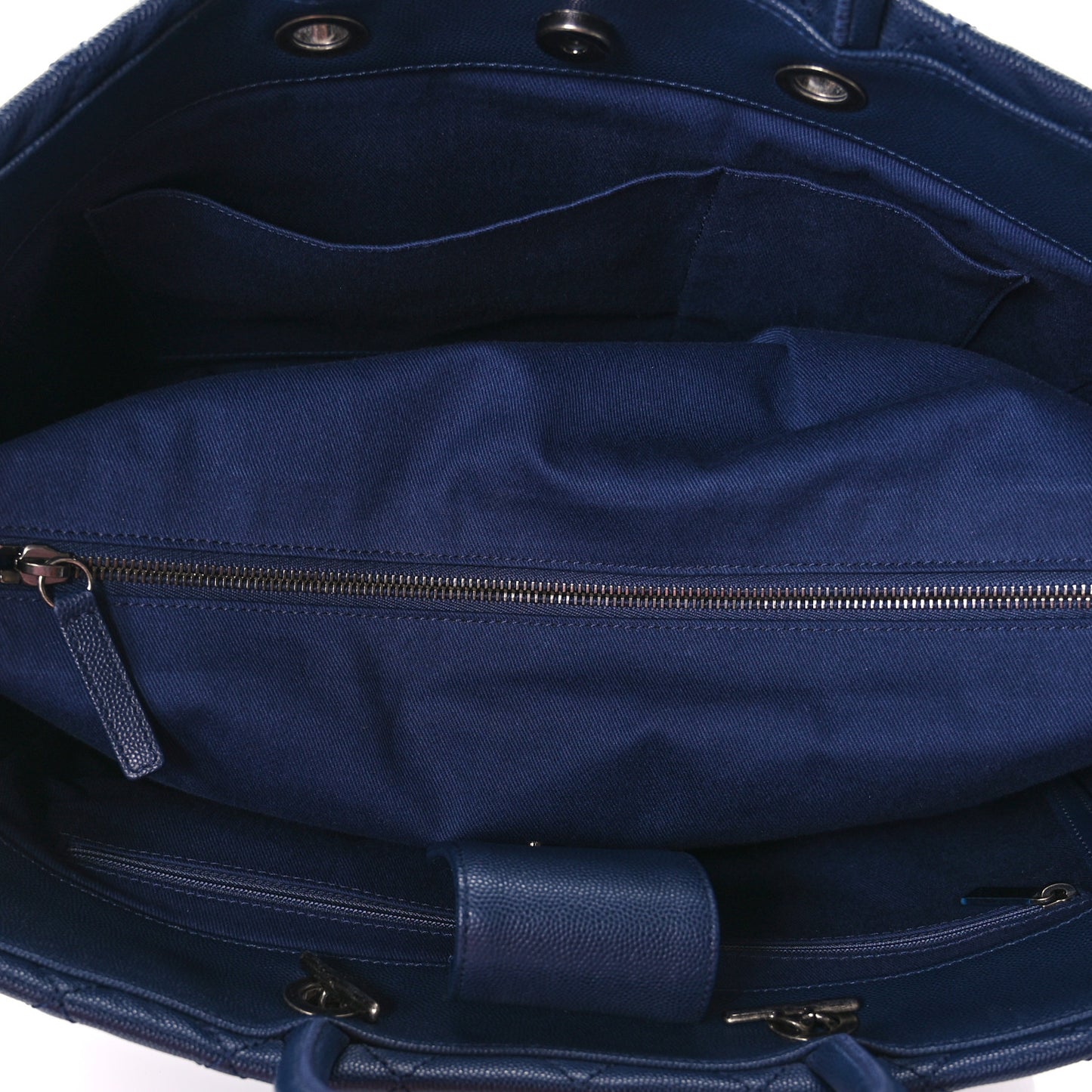 Caviar Quilted Large Coco Handle Shopping Tote Navy