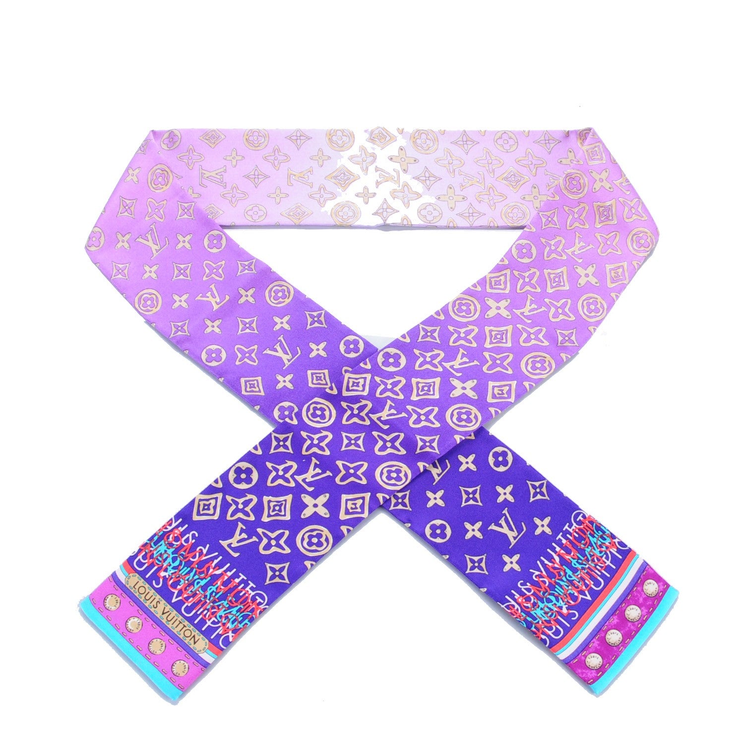 Louis Vuitton Silk Monogram Map Bandeau Blue Lagon 1 of 5