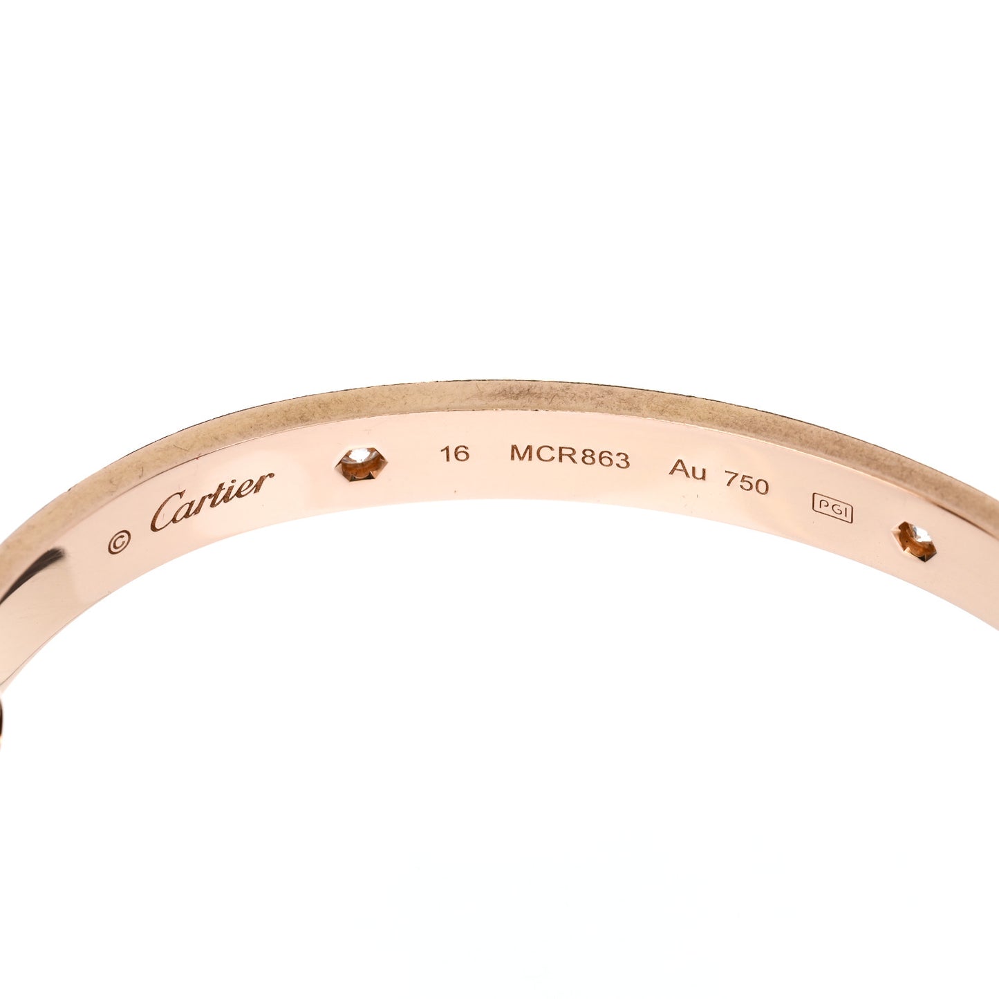 18K Pink Gold 4 Diamond LOVE Bracelet 16