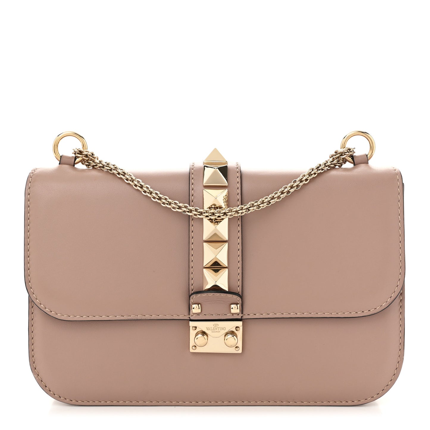 Vitello Medium Glam Lock Rockstud Flap Poudre