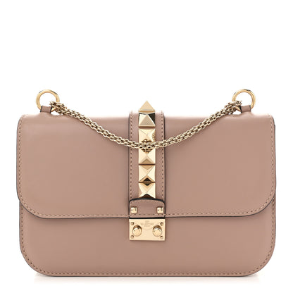 Valentino Garavani Vitello Medium Glam Lock Rockstud Flap Poudre 1 of 9