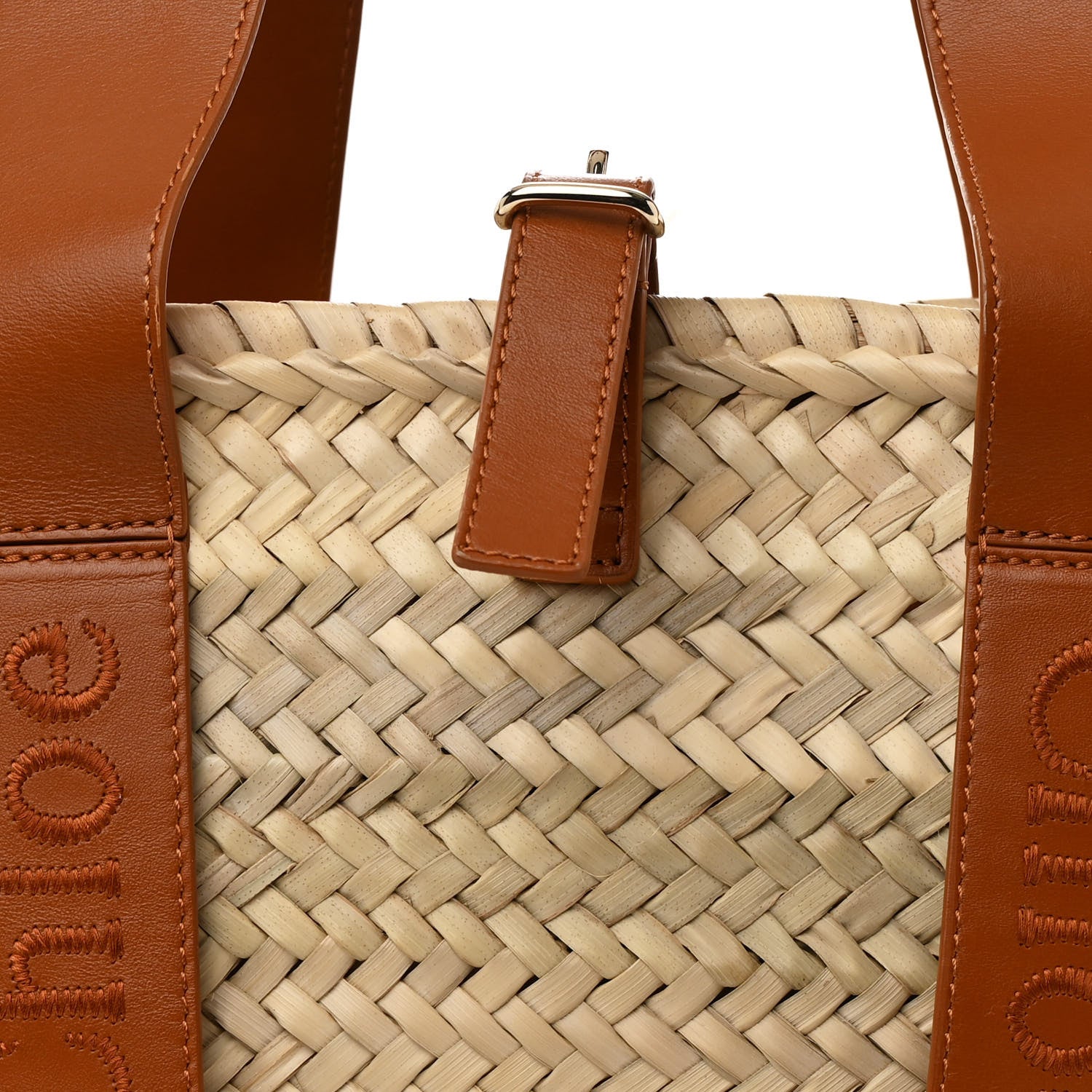 Chloe Raffia Smooth Calfskin Medium Sense Basket Caramel 10 of 14