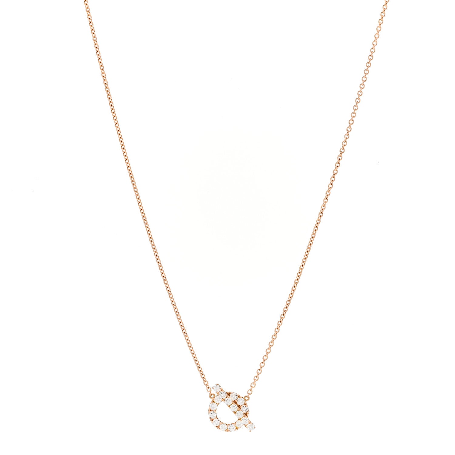 Hermes 18K Rose Gold Diamond Finesse Pendant Necklace 1 of 6
