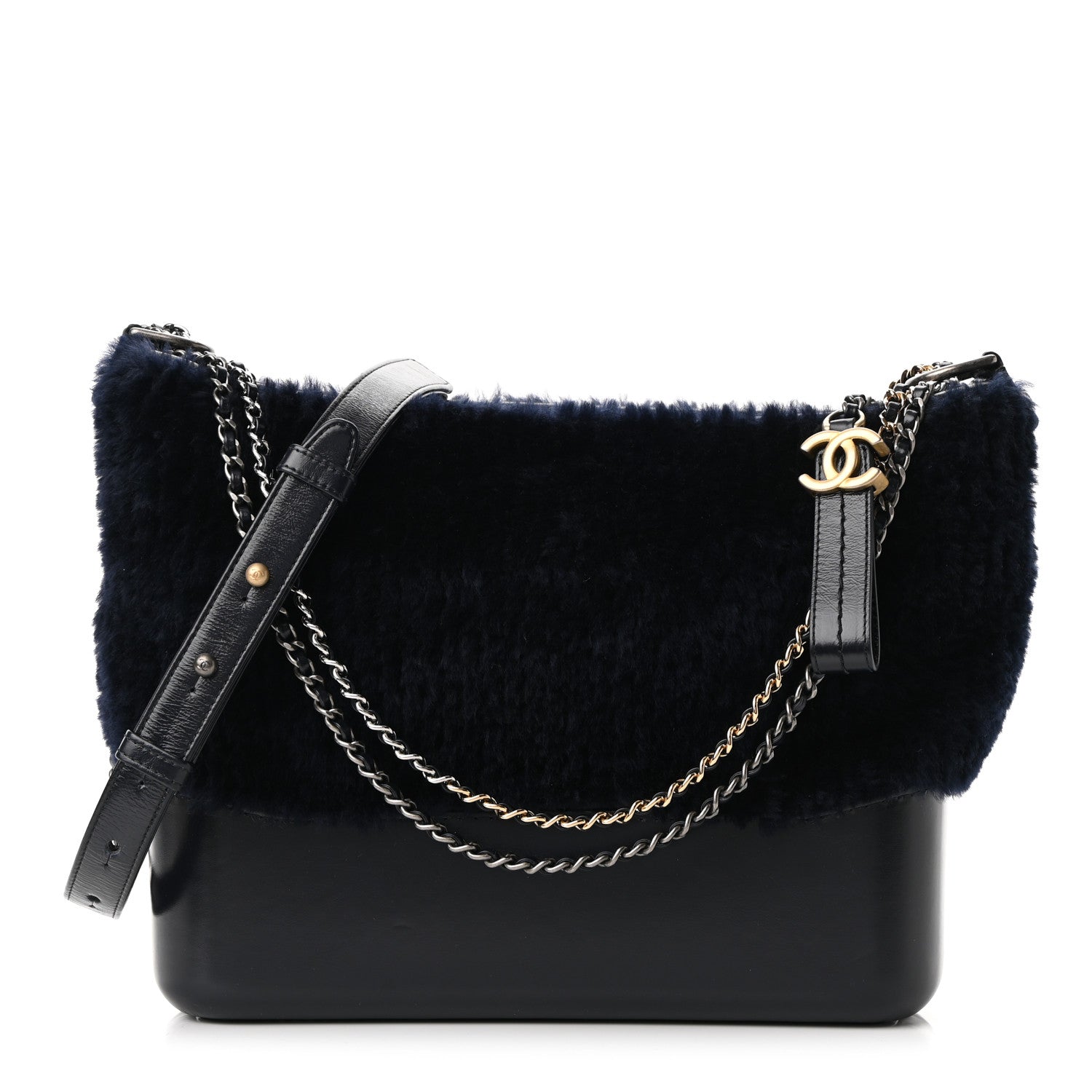 Chanel Shearling Medium Gabrielle Hobo Navy 1 of 10