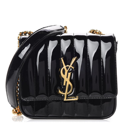 Saint Laurent Patent Calfskin Matelasse Monogram Small Vicky Chain Bag Black 1 of 8