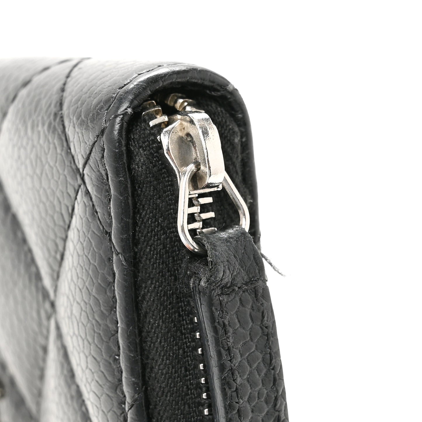 Caviar Quilted Zip Coin Purse Black