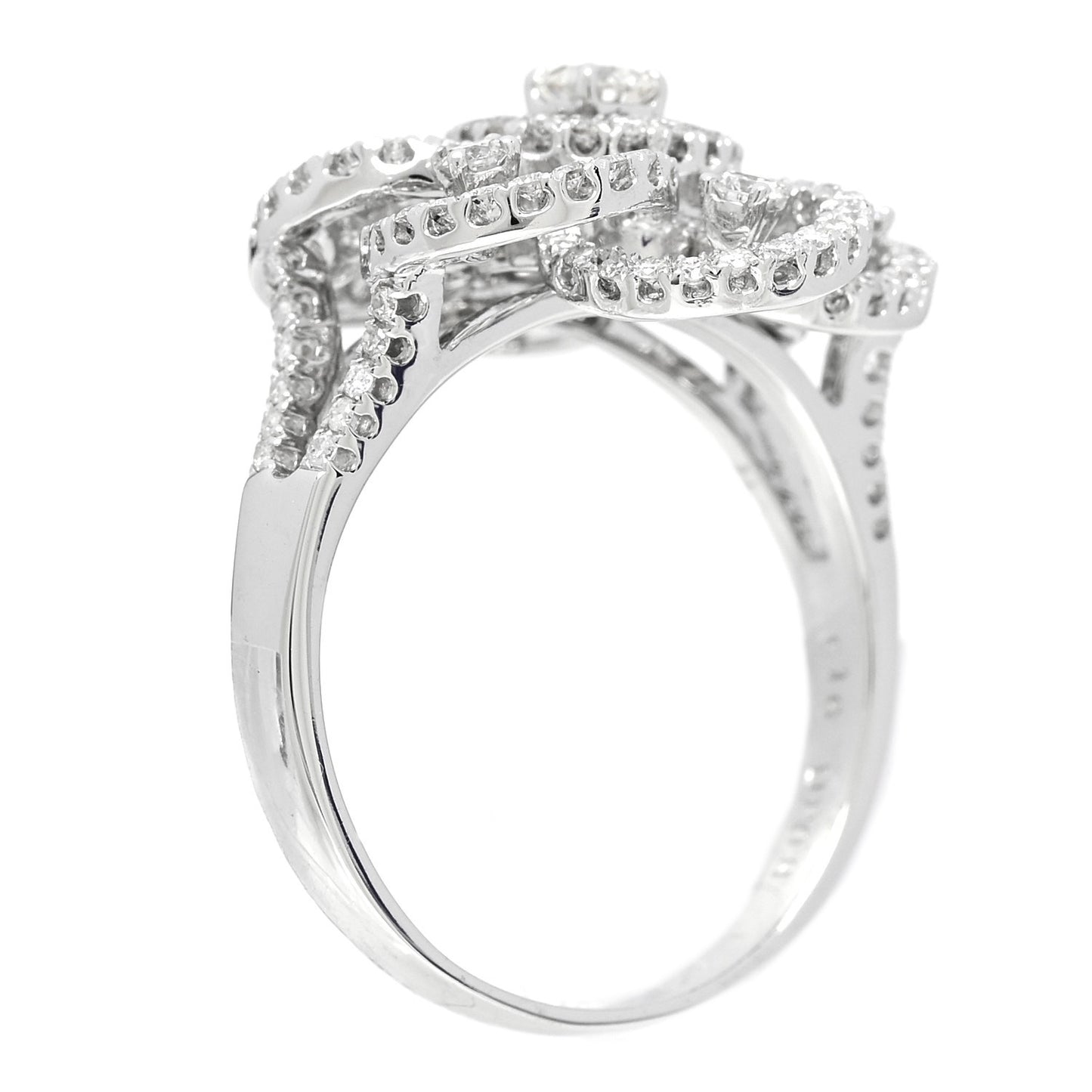 18K White Gold Diamond 1.24ctw Flower Ring 59 8.75