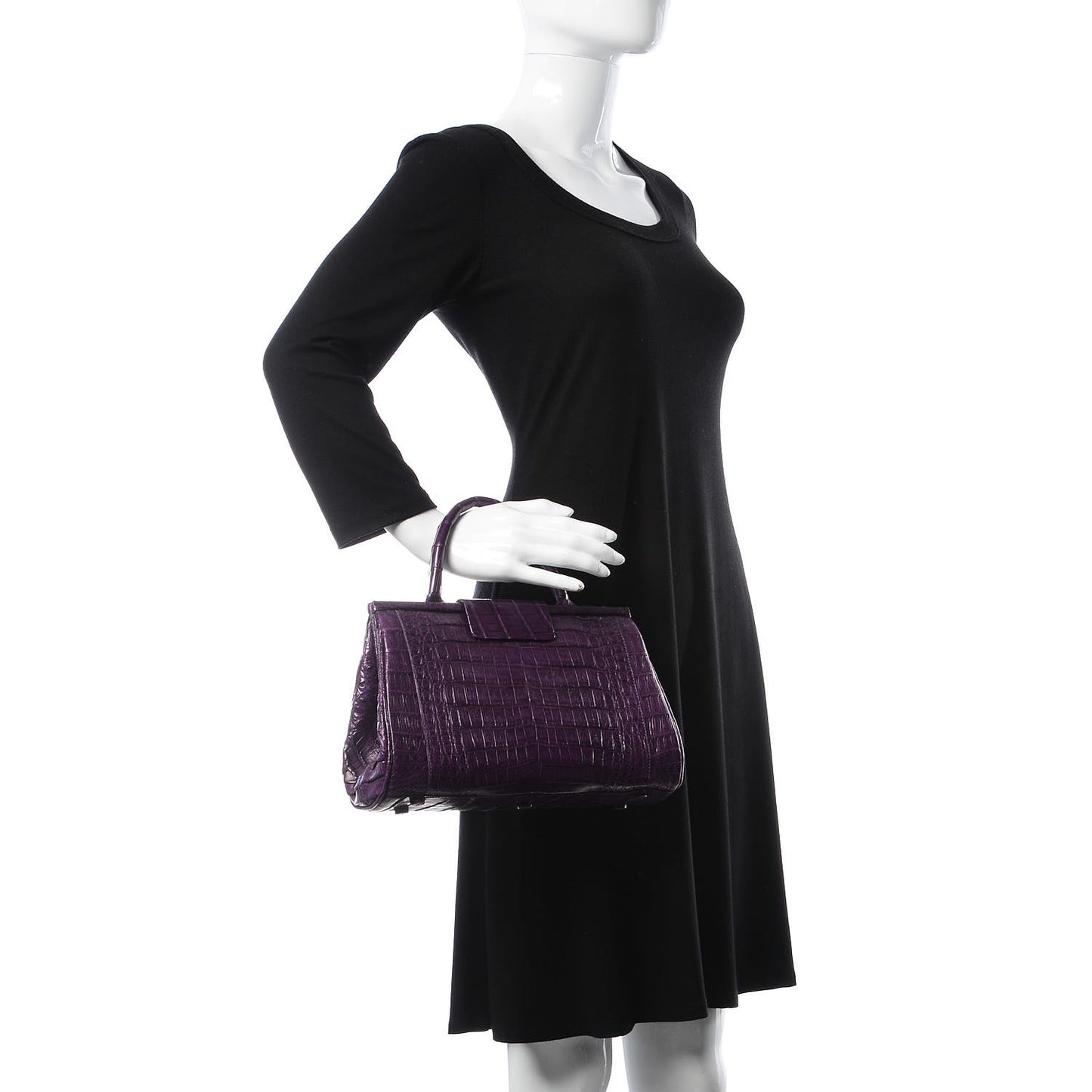 Crocodile Small Satchel Purple
