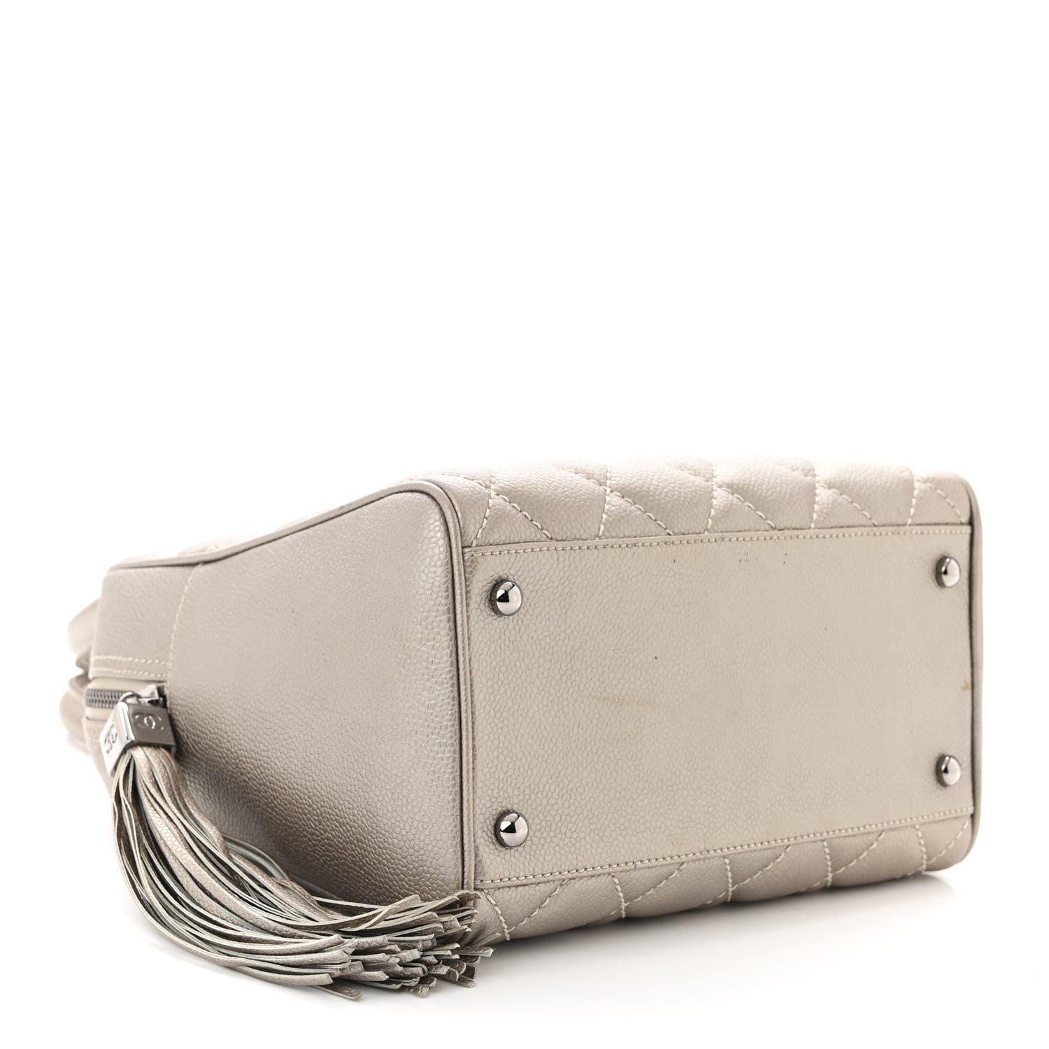 Chanel Metallic Caviar Quilted Vertical Bowler Light Gold 4 of 11