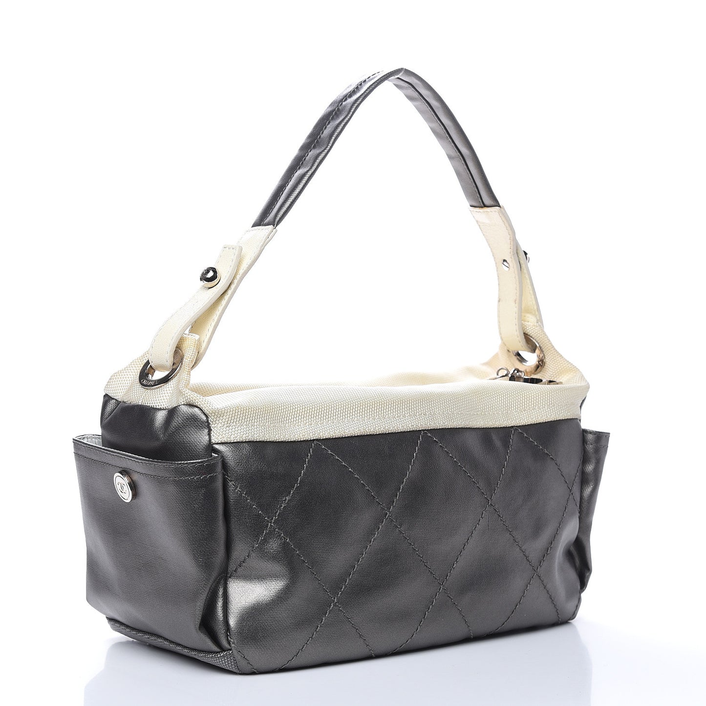 Coated Canvas Paris Biarritz Hobo Silver