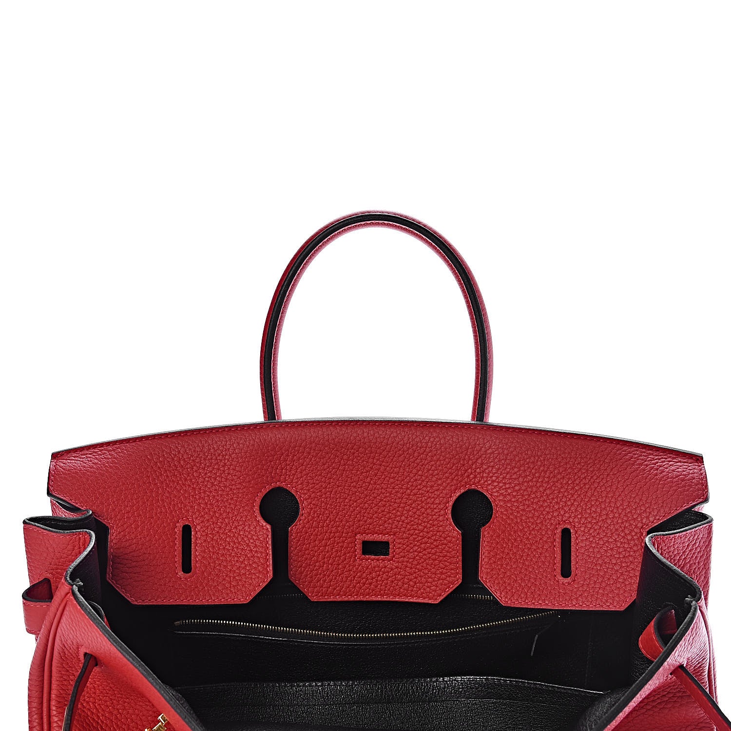 Hermes Taurillon Clemence Horseshoe Birkin 35 Rouge Casaque Black 20 of 40