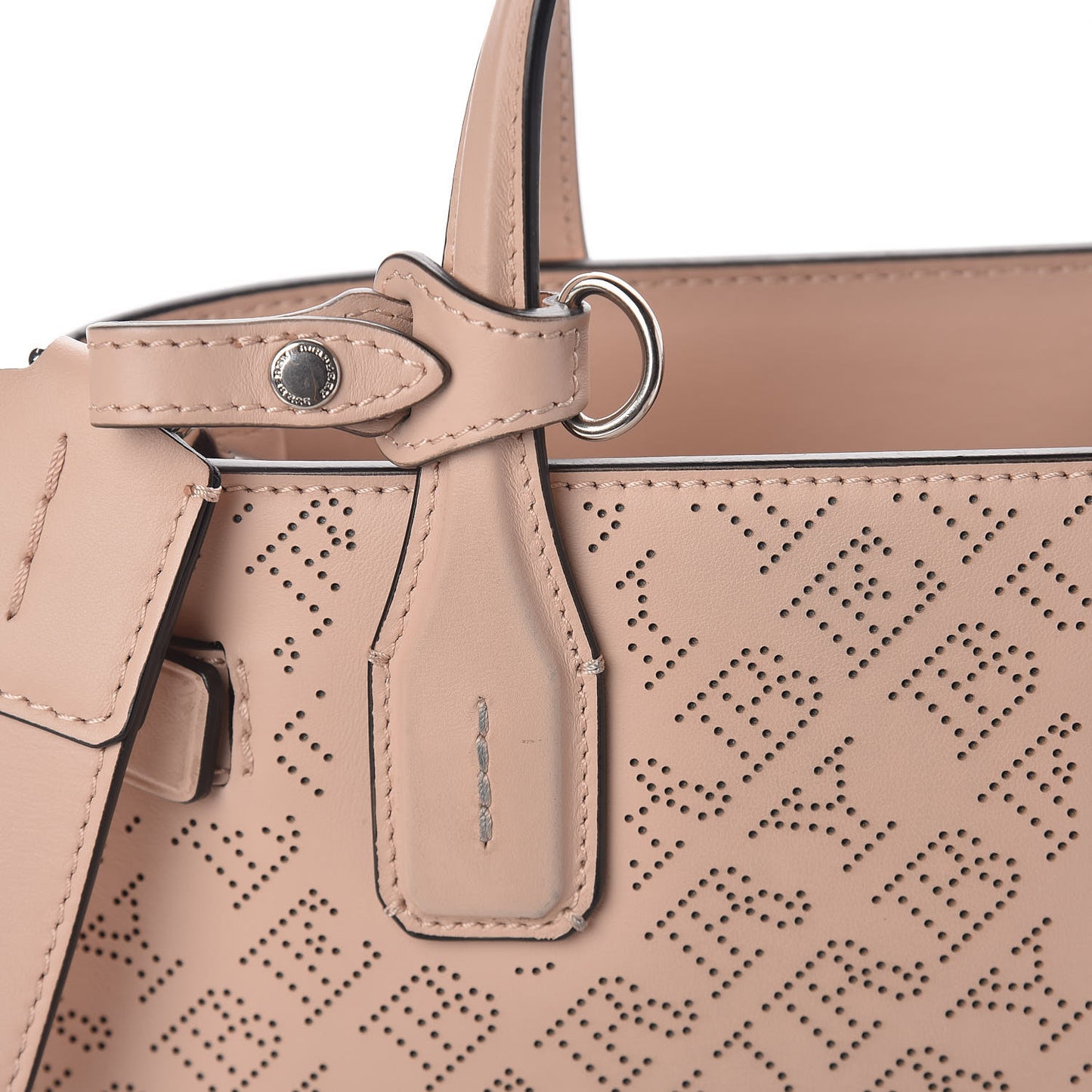 Calfskin Perforated Small Banner Tote Pale Fawn Pink