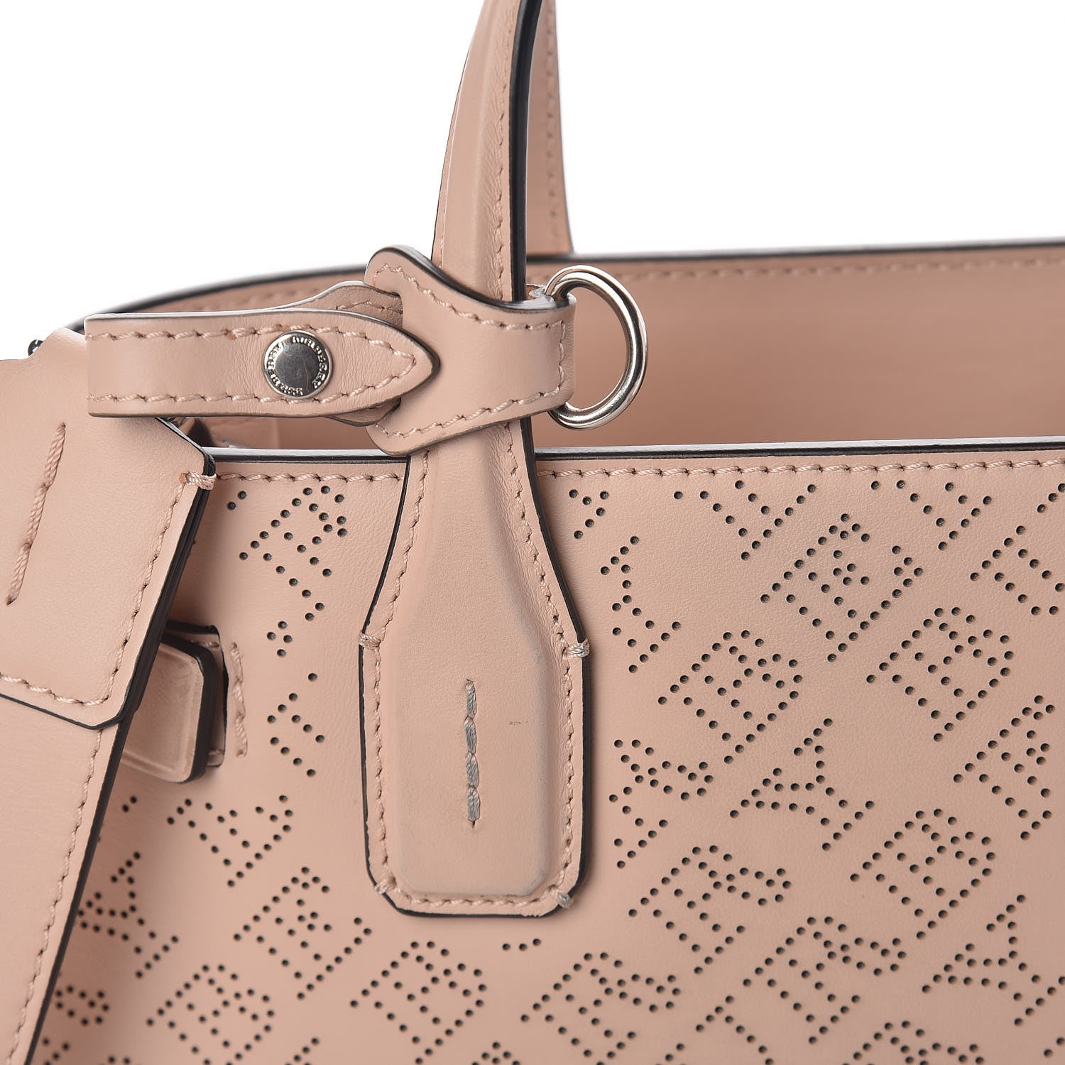 Burberry Calfskin Perforated Small Banner Tote Pale Fawn Pink 10 of 13
