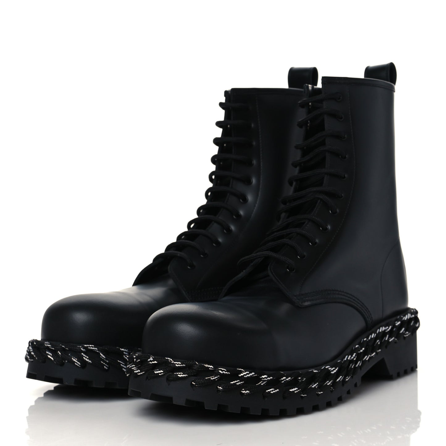 Calfskin Woven Detail Mens Combat Boots 44 Black