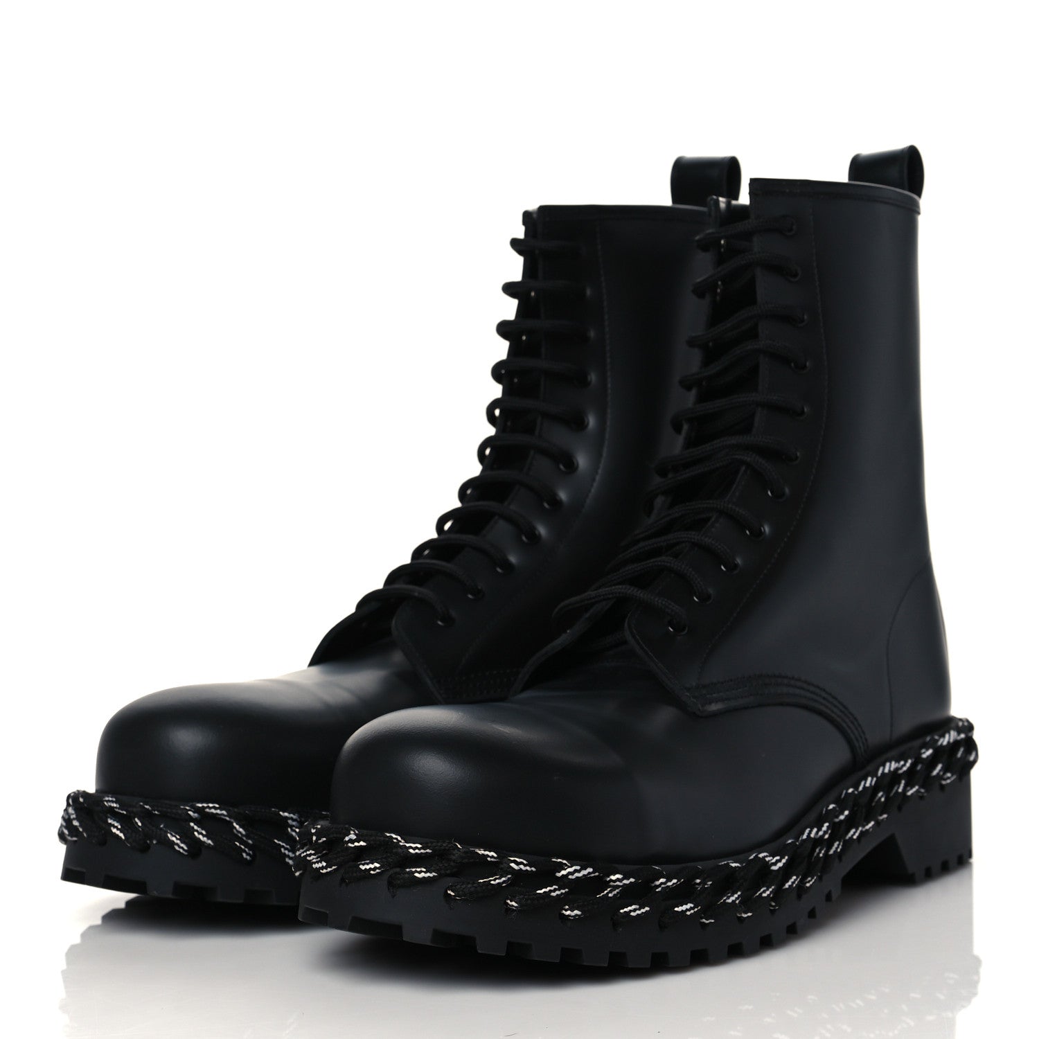Balenciaga Calfskin Woven Detail Mens Combat Boots 44 Black 5 of 16