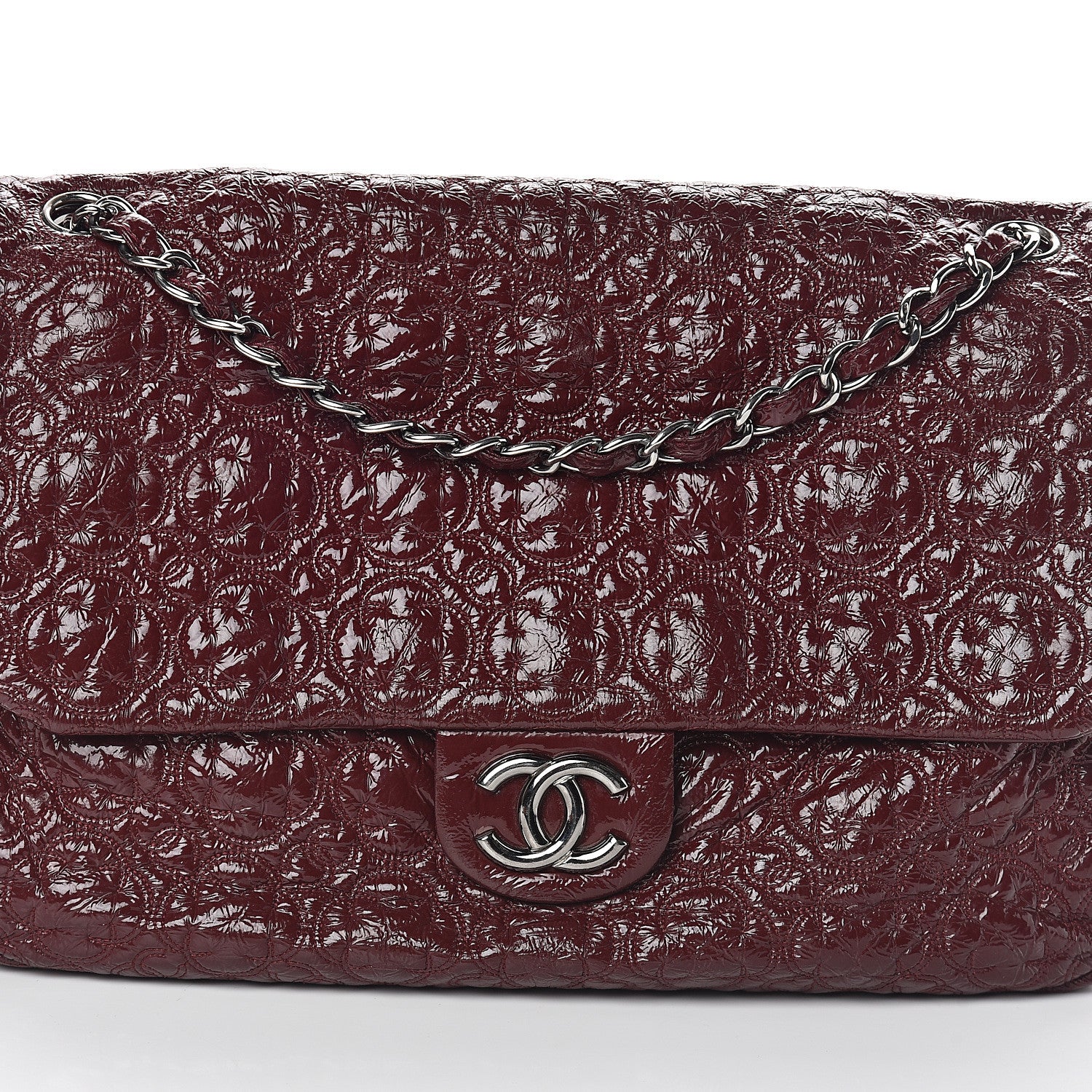 Chanel Vinyl Jumbo Rock in Moscow Dark Red 8 of 10