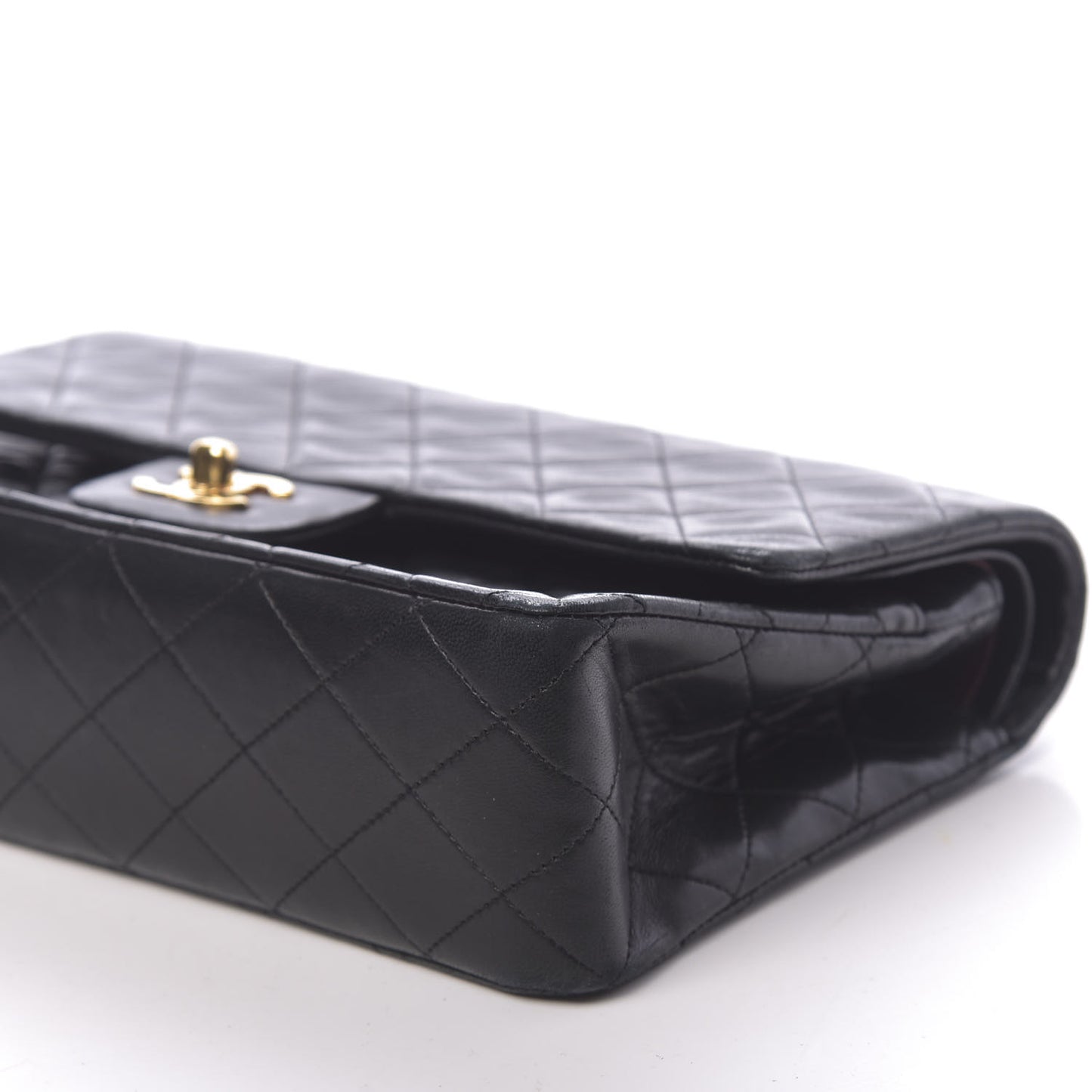 Lambskin Quilted Medium Double Flap Black