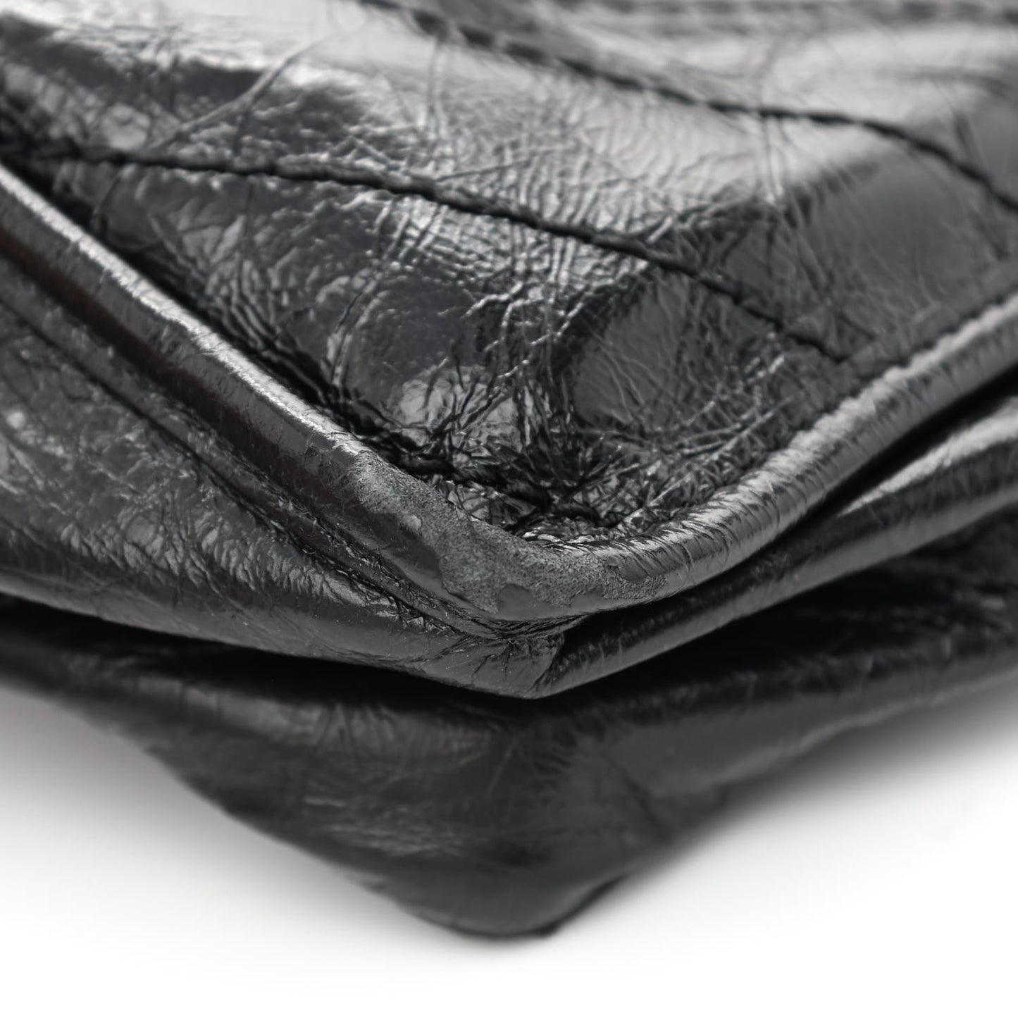 Crinkled Calfskin Matelasse Monogram Medium Niki Chain Satchel Black
