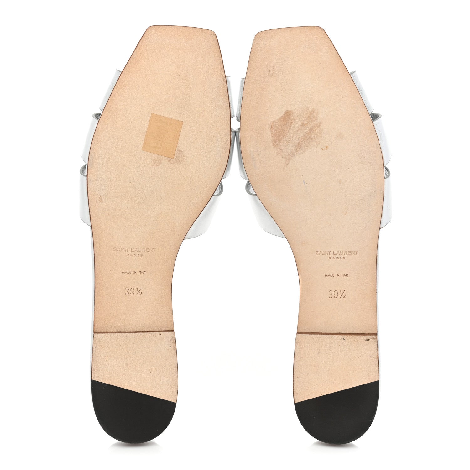 Saint Laurent Metallic Calfskin Nu Pied 05 Slide Sandals 39.5 Silver 5 of 9