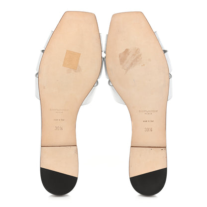 Saint Laurent Metallic Calfskin Nu Pied 05 Slide Sandals 39.5 Silver 5 of 9